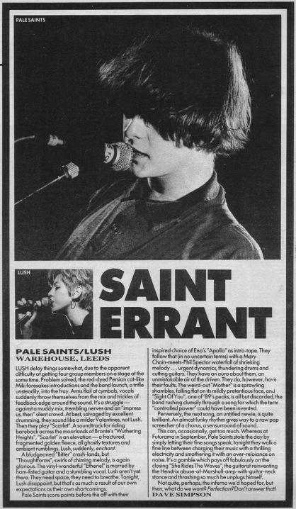 Dave Simpson reviews Lush and The Pale Saints, 9th December 1989